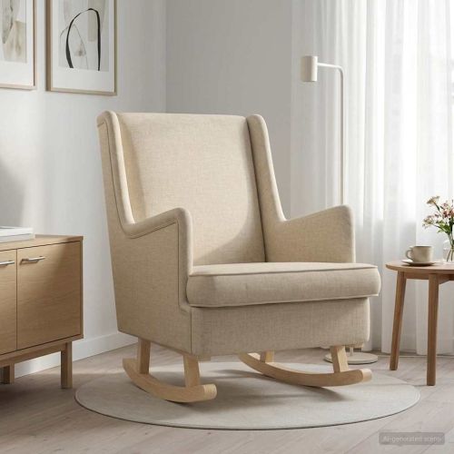 Люлеещ се стол Крем 62 x 80 x 85 см текстил