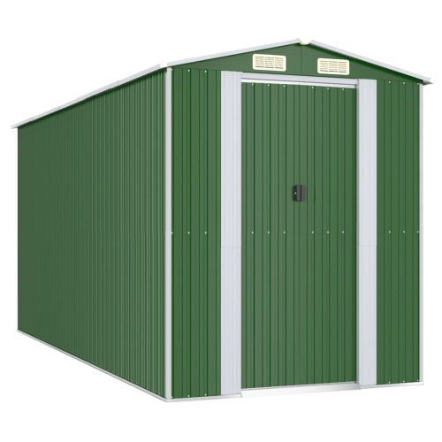 Градинска барака зелена 192x440x223 см поцинкована стомана