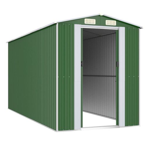 Градинска барака зелена 192x440x223 см поцинкована стомана