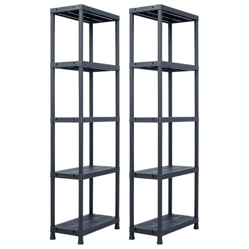 Стелажи за съхранение 2 бр черни 125 кг 60x30x180 см пластмаса