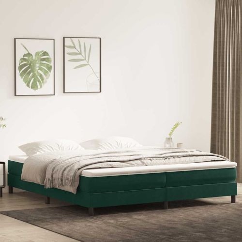Box Spring Легло без матрак Тъмнозелено 200x210 cm Кадифе