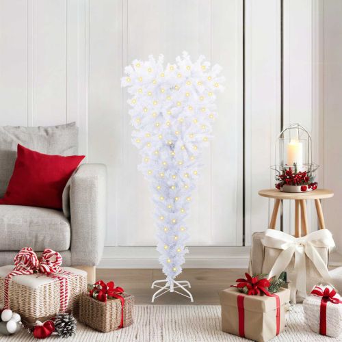 С изкуствено коледно дърво с поставка Бяло 120 cm PVC и стомана