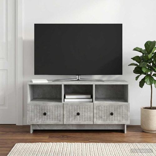 ТВ шкаф Бетонно сиво 102 x 34,5 x 50 см Инженерна дървесина