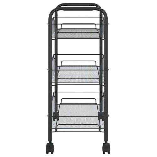 Кухненска количка на 3 нива, черна, 46x26x64 см, желязо