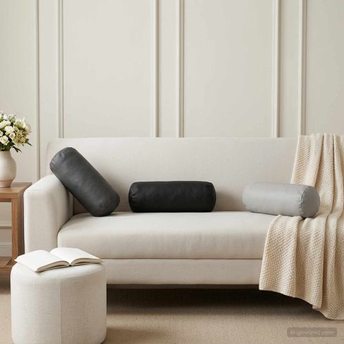 Калъфка за възглавница 6 pcs HEERLEN Антрацит Ø 15 x 40 см