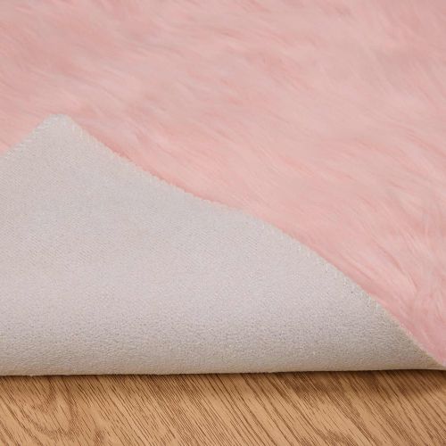 Изкуствена овча килим TAFALLA Розово 240 x 240 cm Полиестер