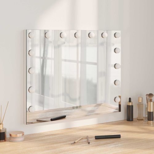 LED огледало за гримиране Бяло 58 x 10 x 47 см Стъкло и стомана