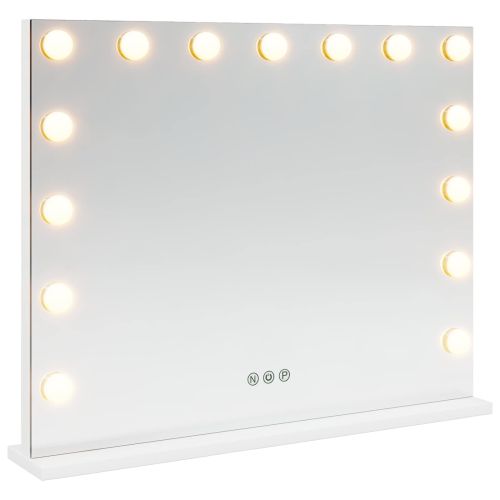 LED огледало за гримиране Бяло 58 x 10 x 47 см Стъкло и стомана