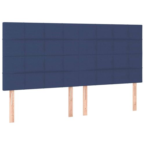 LED горна табла за легло, синя, 200x5x118/128 см, плат
