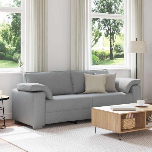 3-местен диван Светлосиво 220 cm текстил