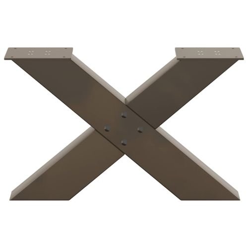 Крака за масичка за кафе, X-образни, 2 бр., естествена стомана, 50 x (30-31) см, стомана