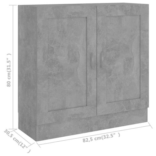 Шкаф за книги, бетонно сив, 82,5x30,5x80 см, инженерно дърво