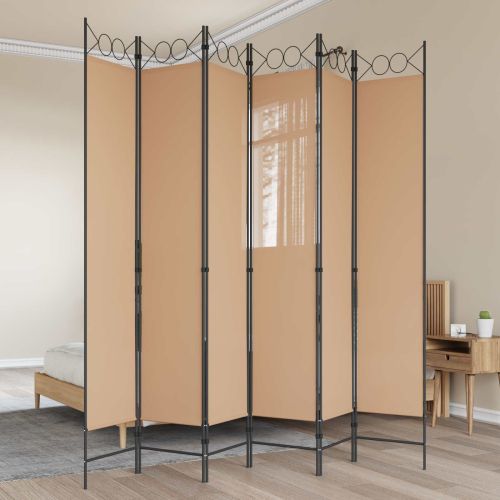 Делител за стая с 6 панела Бежово 240 x 220 cm Текстил
