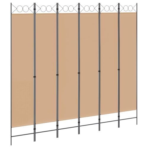 Делител за стая с 6 панела Бежово 240 x 220 cm Текстил