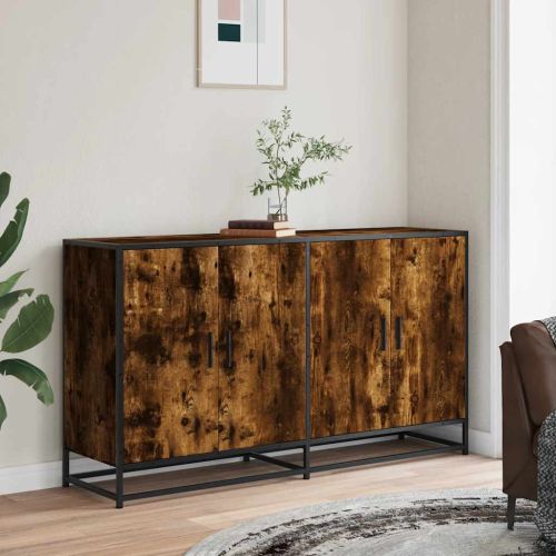 Бюфет опушен дъб 134x35x76 см инженерно дърво
