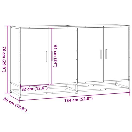 Бюфет опушен дъб 134x35x76 см инженерно дърво