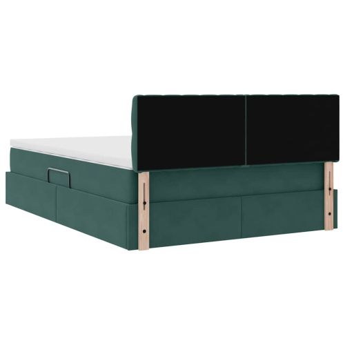 Легло с място за съхранение Тъмен зелен 140 x 200 cm Кадифе