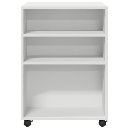 Помощна маса с колелца бяла 55x60x78 см инженерно дърво