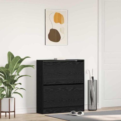 Шкаф за обувки 80 x 21 x 87,5 cm Инженерна дървесина Черния дъб