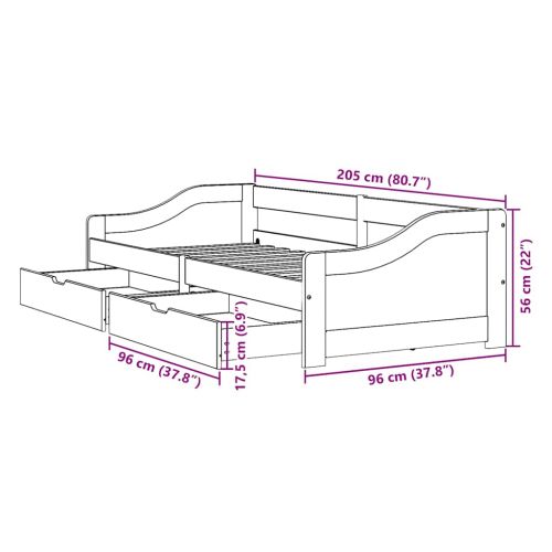Дневно легло с 2 чекмеджета без матрак Бяло&Розово 90x200 cm