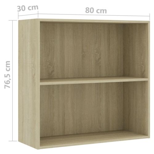 2-етажна библиотека, дъб сонома, 80x30x76,5 см, инженерно дърво