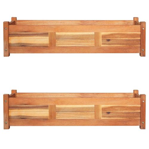 Градински повдигнати лехи, 2 бр, акациево дърво, 100x30x25 см
