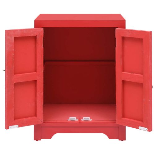 Нощно шкафче, червено, 38x28x52 см, дърво от пауловния