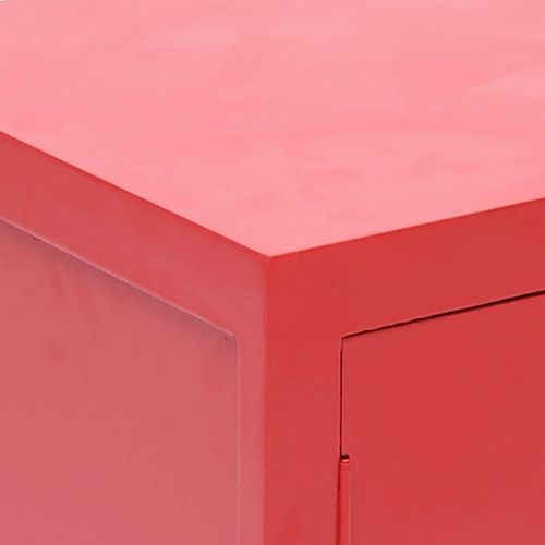 Нощно шкафче, червено, 38x28x52 см, дърво от пауловния