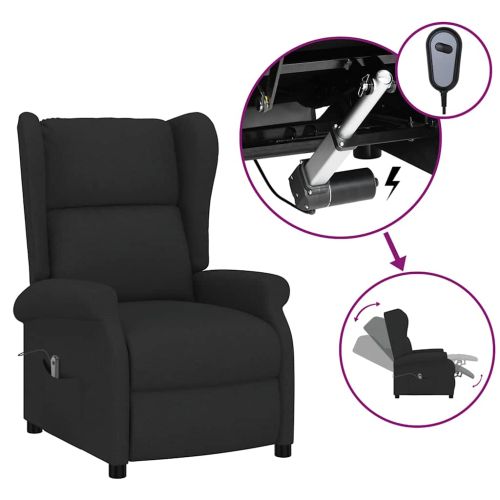 Wingback електрически реклайнер стол, черен, текстил