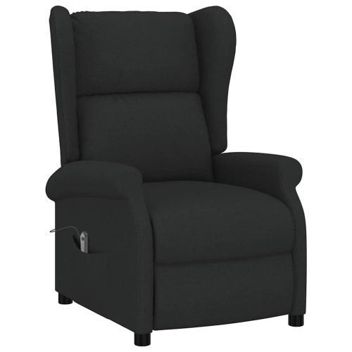 Wingback електрически реклайнер стол, черен, текстил