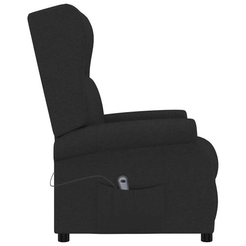 Wingback електрически реклайнер стол, черен, текстил