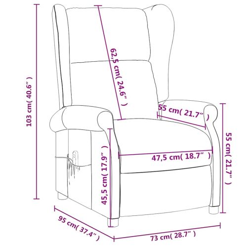 Wingback електрически реклайнер стол, черен, текстил