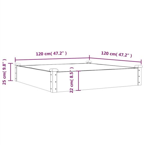 Градинско повдигнато легло с вложка 120x120x25 см масивна ела