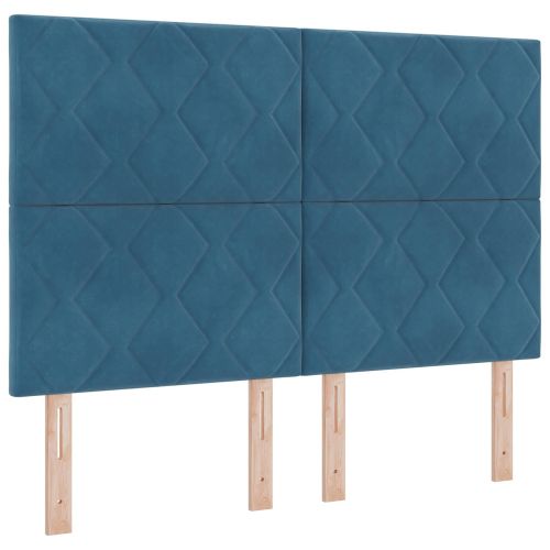 Континентално легло с матрак Синьо 160 x 200 cm Кадифе