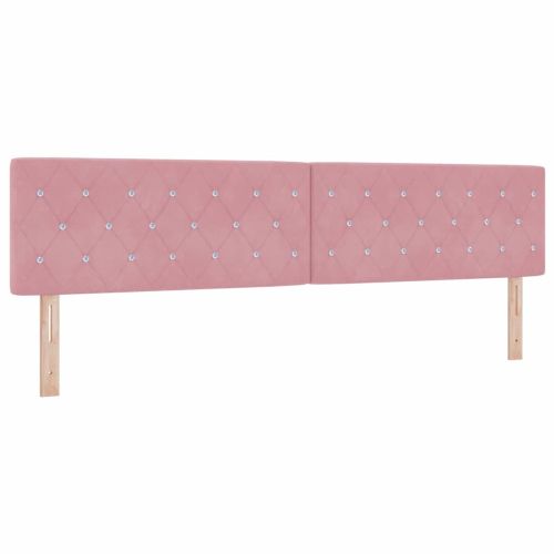 Легло с пружинирана основа с матрак Розово 200 x 200 cm Кадифе