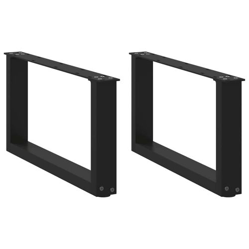 Крака за масичка за кафе, U-образни, 2 бр., черни, 60 x (30-31) см, стомана