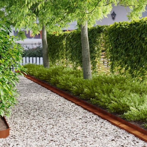 Ограда за трева 30 бр. 100 x 10 x 8 см Стомана Ръждясало