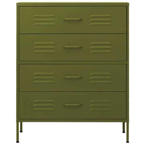 Шкаф с чекмеджета, маслиненозелен, 80х35х101,5 см, стомана