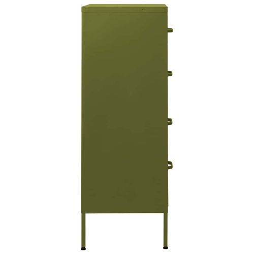 Шкаф с чекмеджета, маслиненозелен, 80х35х101,5 см, стомана
