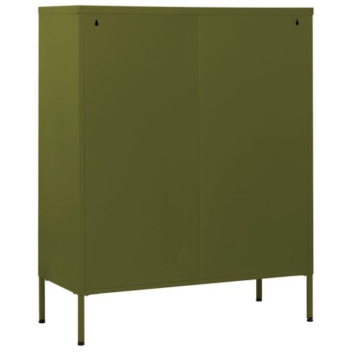 Шкаф с чекмеджета, маслиненозелен, 80х35х101,5 см, стомана