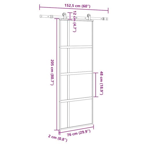 Плъзгаща се врата с обков 76x205 см Закалено стъкло&Алуминий