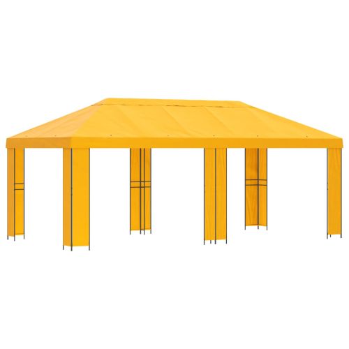 Градинска беседка 6 x 3 m Жълто Полиестер и стомана 190 gsm