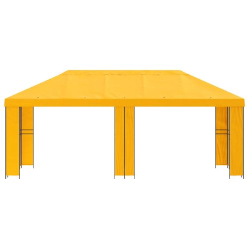 Градинска беседка 6 x 3 m Жълто Полиестер и стомана 190 gsm