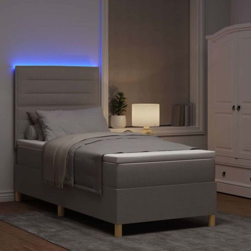 LED кутия за пружини с легло Таупе 100 x 200 cm текстил