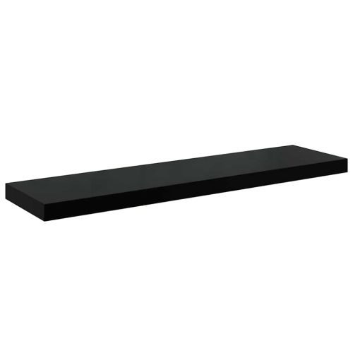 Окачени стенни рафтове, 4 бр, черен гланц, 90x23,5x3,8 см, МДФ