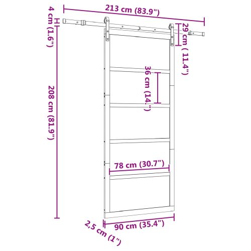 Преплъзваща се врата Натурално 90 x 208 см