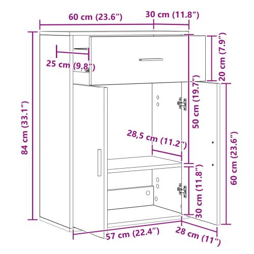 Служебен шкаф Дъб 60 x 30 x 84 см Инженерна дървесина