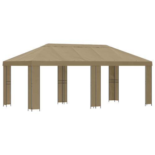 Градинска беседка 6 x 3 m Бежово Полиестер и стомана 190 gsm