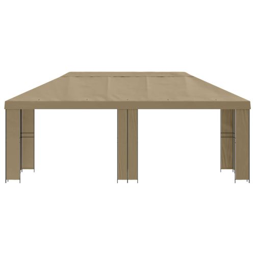 Градинска беседка 6 x 3 m Бежово Полиестер и стомана 190 gsm