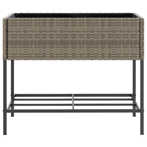 Градински плантери с рафт, 2 бр, сив, 90x40x75 см, полиратан